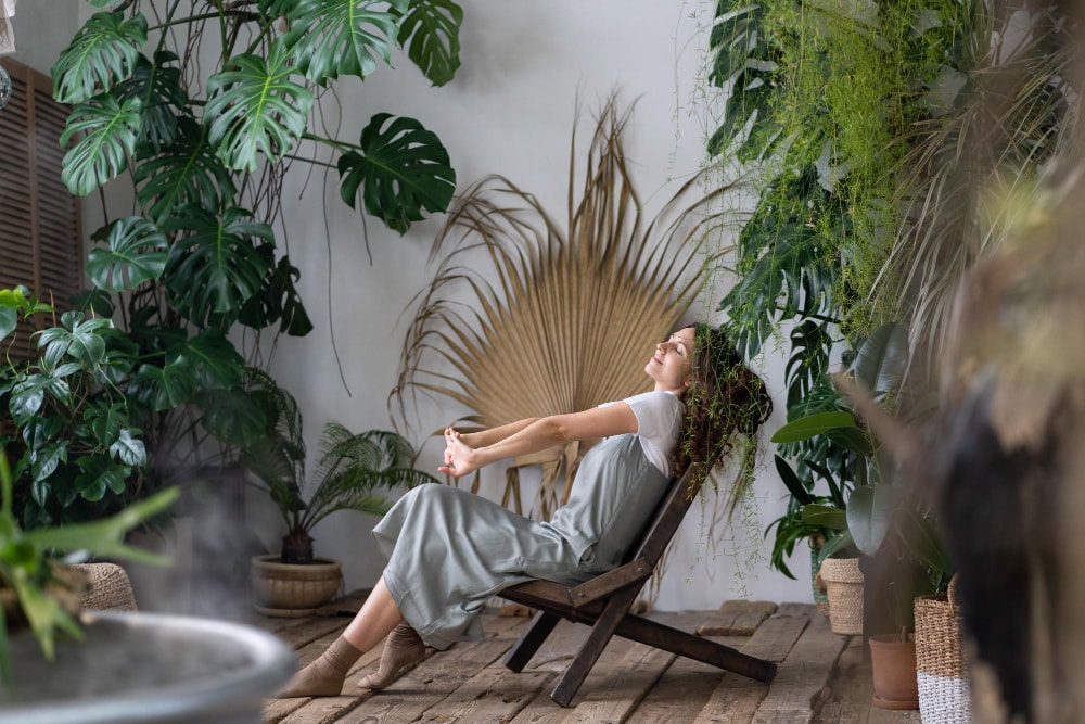 Retired Australian woman enjoying a calm morning at home