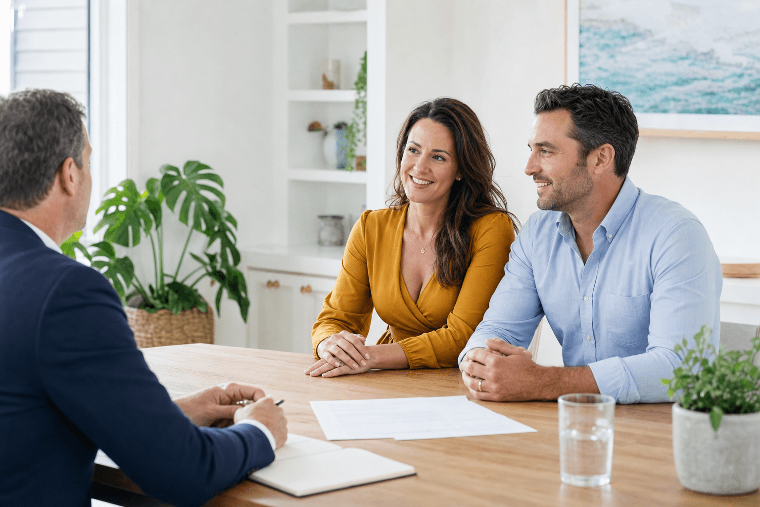 Australian couple having a clear conversation with a financial adviser